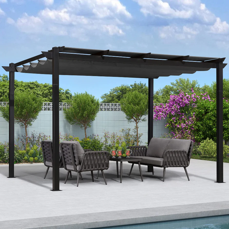 PURPLE LEAF Pergola Alluminio Pergolato da Giardino con Tetto ha Scomparsa Per Giardino Pergolati Terrazzo