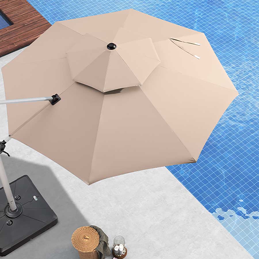 PURPLE LEAF Ombrellone Classico da Giardino Rotondo con Doppia Top e Rotazione a 360 Gradi ,con Base