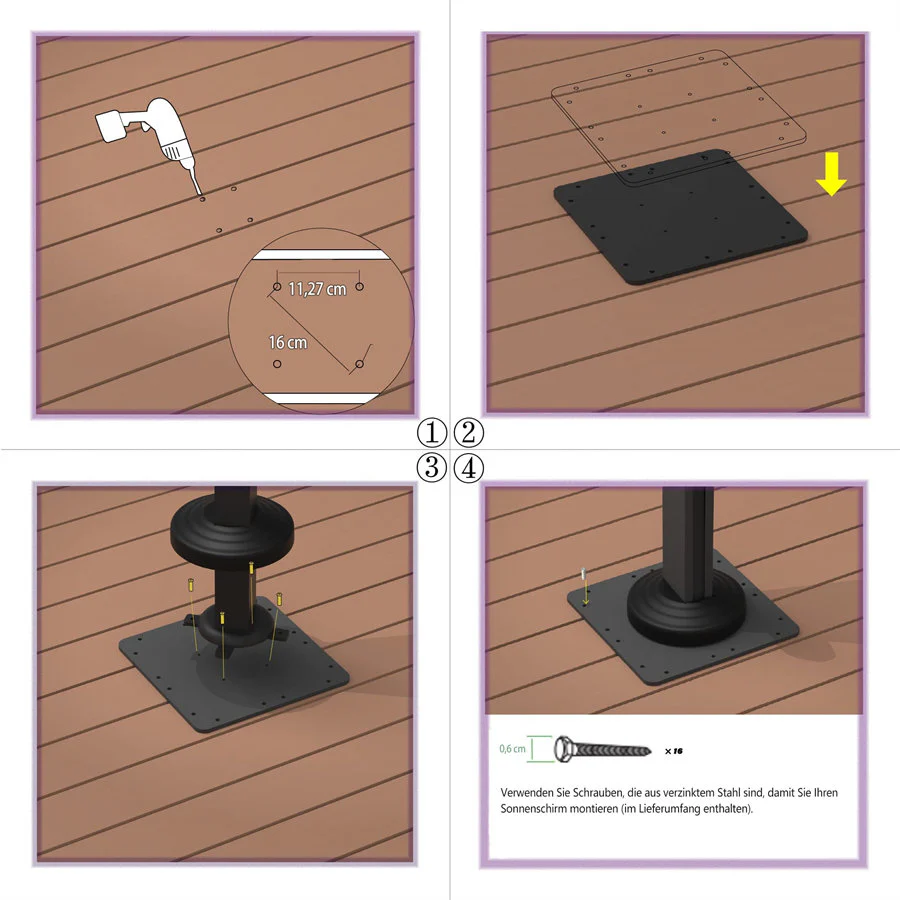 PURPLE LEAF Base per ombrellone in lamiera di ferro ZYBASE-TB