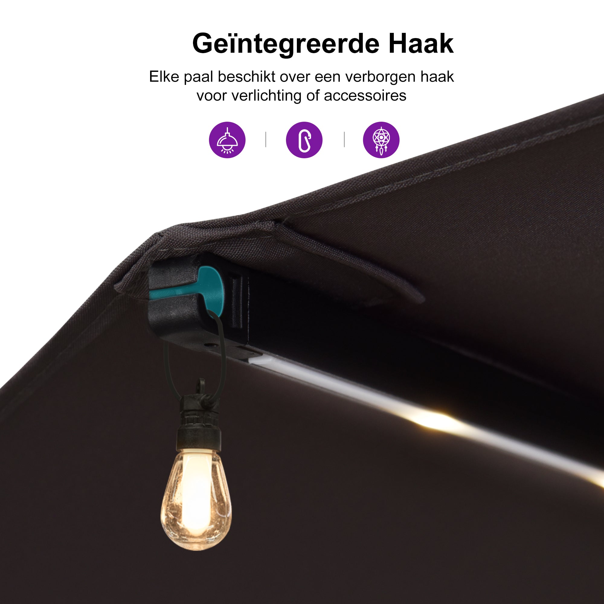 PURPLE LEAF Ombrellone doppio con illuminazione LED con base inclusa per esterni