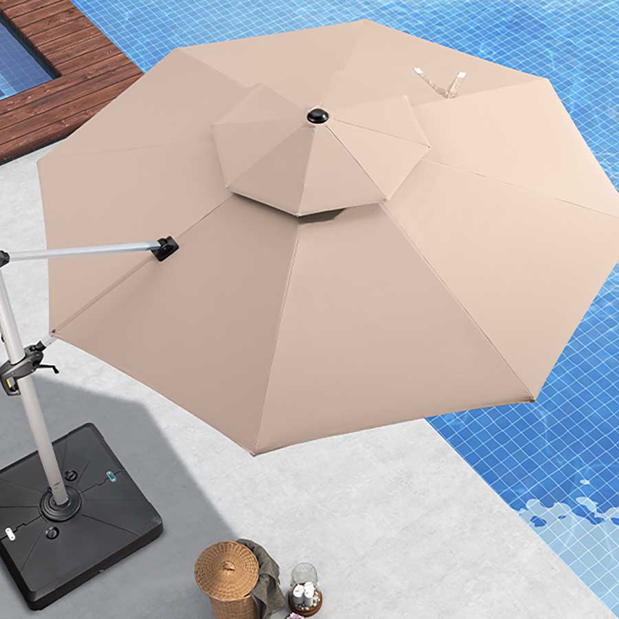 PURPLE LEAF Ombrellone Classico da Giardino Rotondo con Doppia Top e Rotazione a 360 Gradi ,con Base