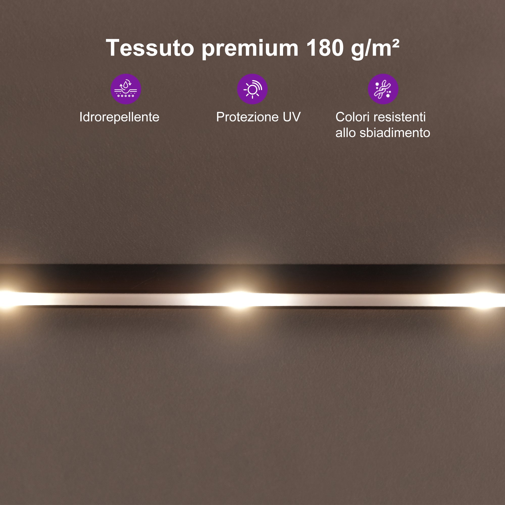 PURPLE LEAF Ombrellone doppio con illuminazione LED con base inclusa per esterni