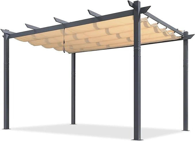 PURPLE LEAF Patio Pergola retrattile con tettoia ombreggiante Gazebo moderno Grill Padiglione metallico per portico Deck Giardino cortile Pergola all'aperto