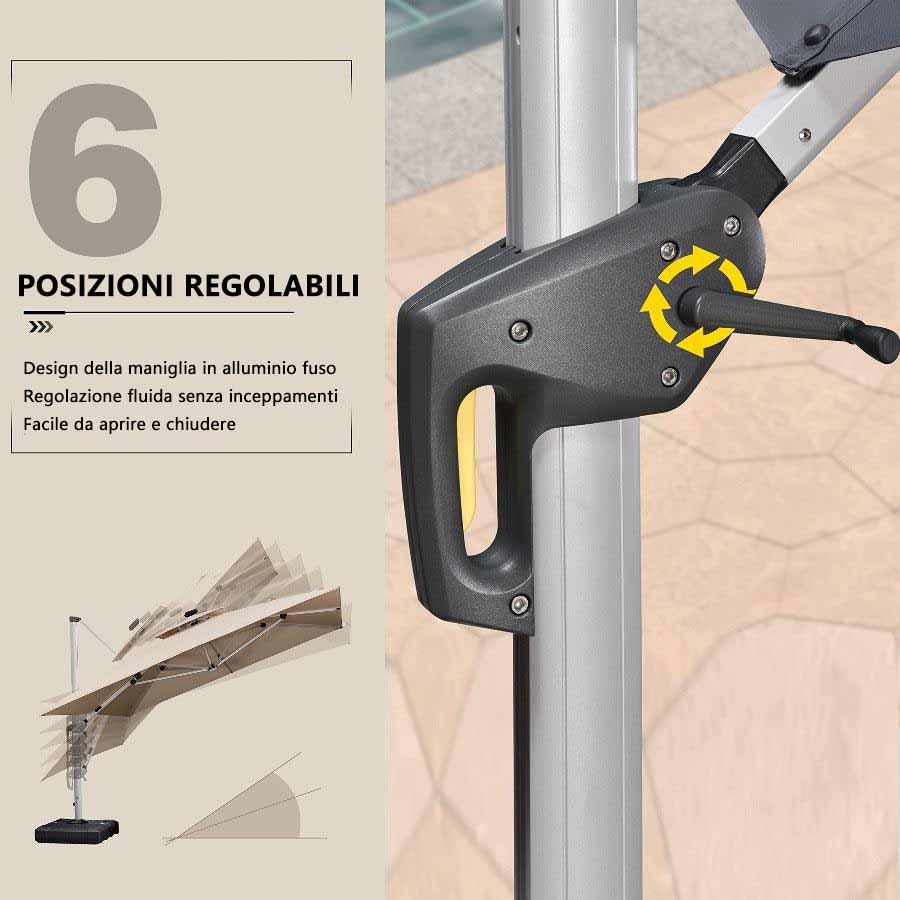 PURPLE LEAF Ombrellone Quadrati da Giardino con Doppio Top e luci ,con Base