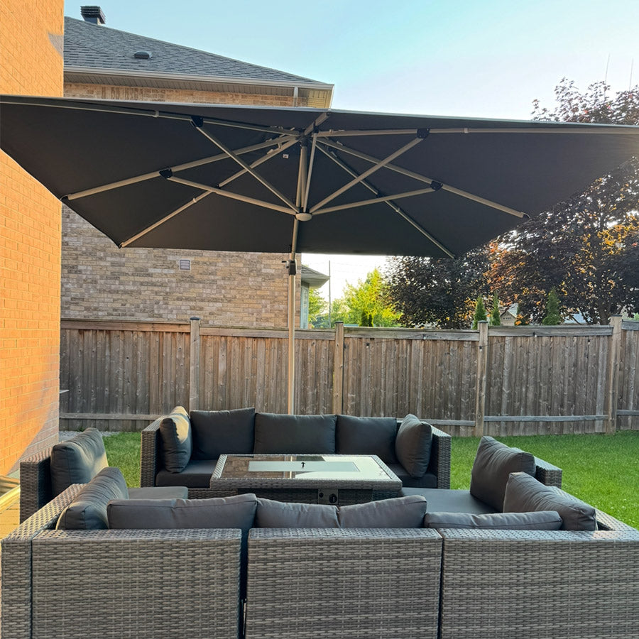 PURPLE LEAF Ombrellone Quadrati da Giardino con Doppio Top e luci