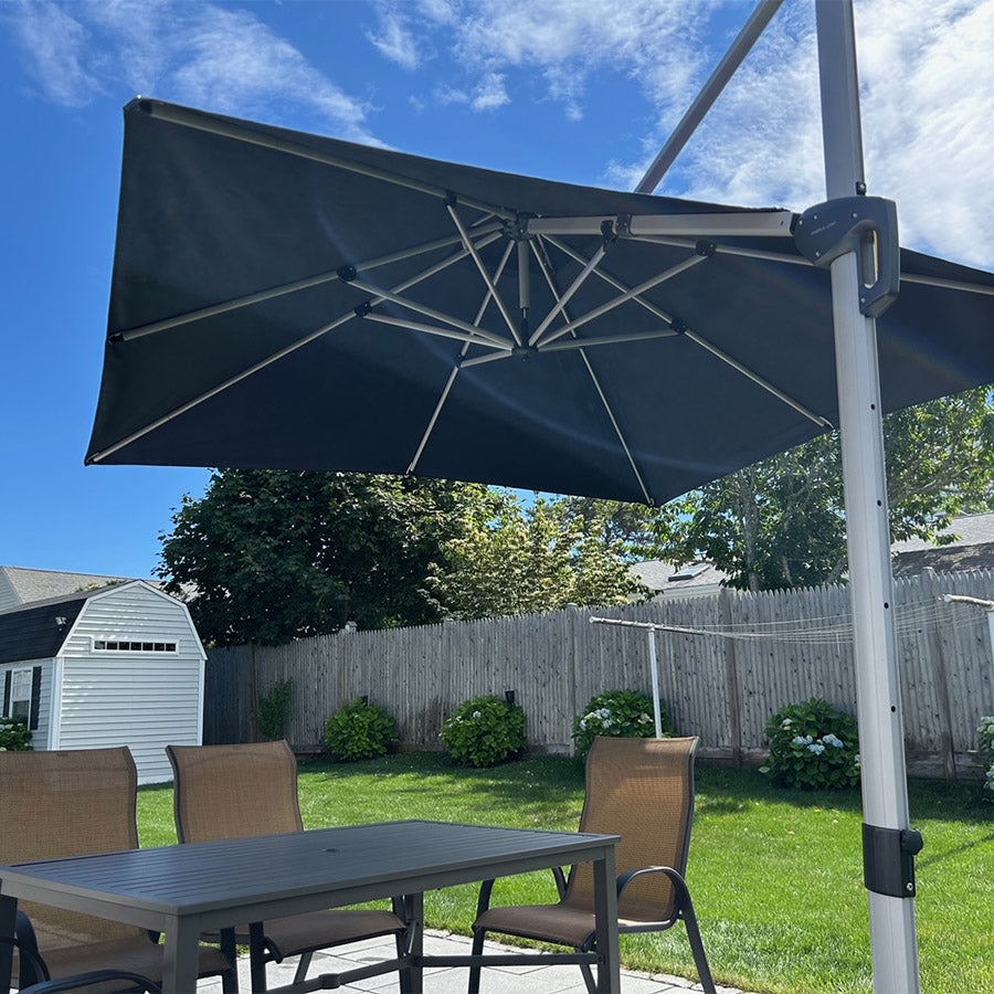 PURPLE LEAF Ombrellone Classico da Giardino Quadrato con Doppia Top e Rotazione a 360 Gradi