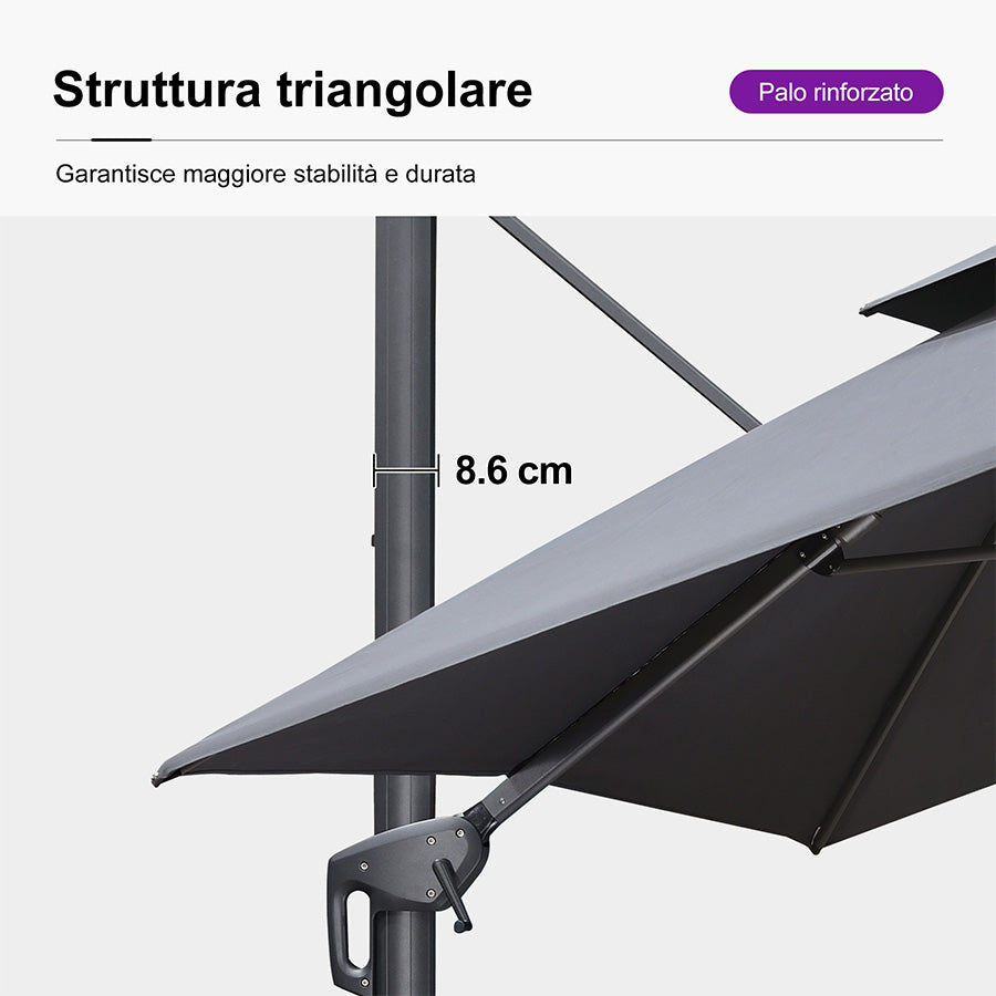 PURPLE LEAF Ombrellone doppio Top Quadrato per Giardino