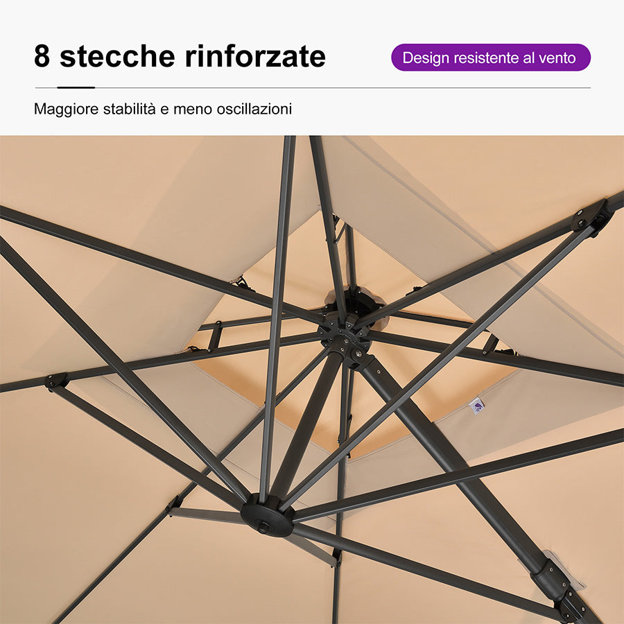PURPLE LEAF Ombrellone doppio Top Quadrato per Giardino