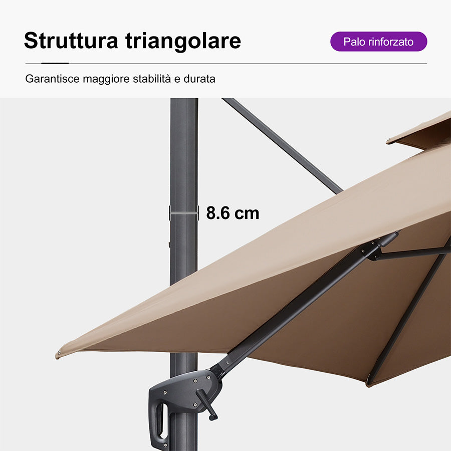 PURPLE LEAF Ombrellone doppio Top Quadrato per Giardino