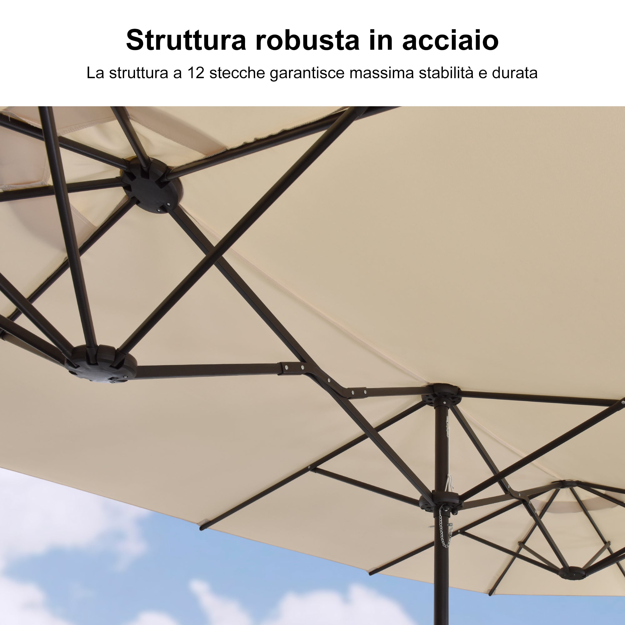 PURPLE LEAF Ombrellone da mercato rettangolare doppio lato con base per terrazzo e giardino