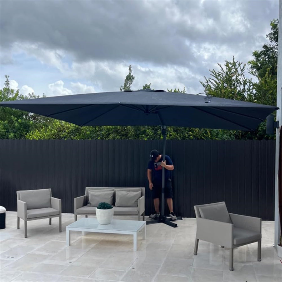 PURPLE LEAF Ombrellone da Giardino Rettangolare inclinabile economico,con Base