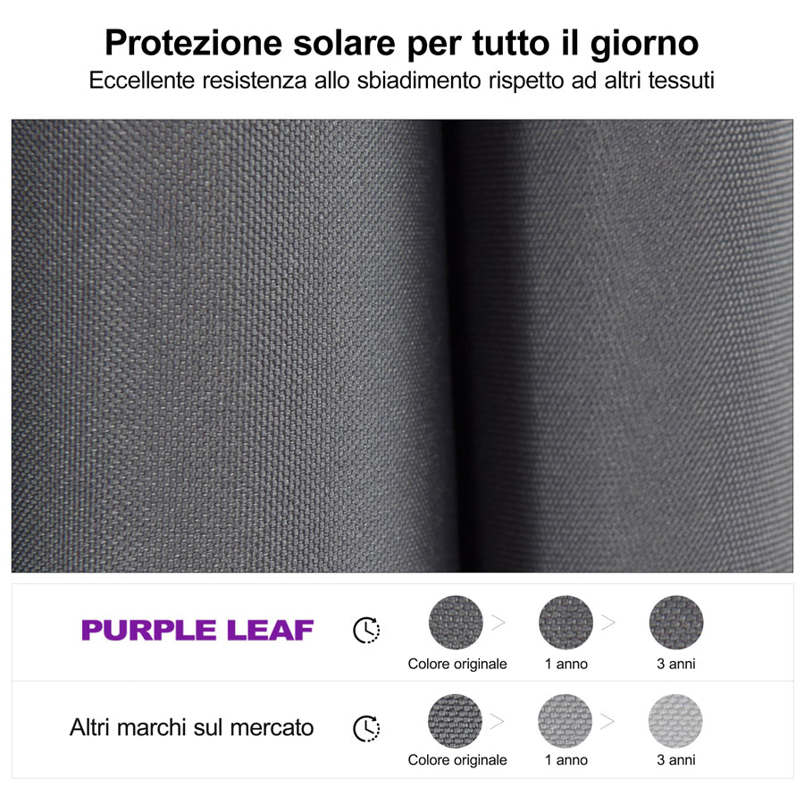 PURPLE LEAF Ombrellone da Giardino LED Quadrato 300x300 cm, Inclinabile e Girevole a 360° per Terrazza e Piscina