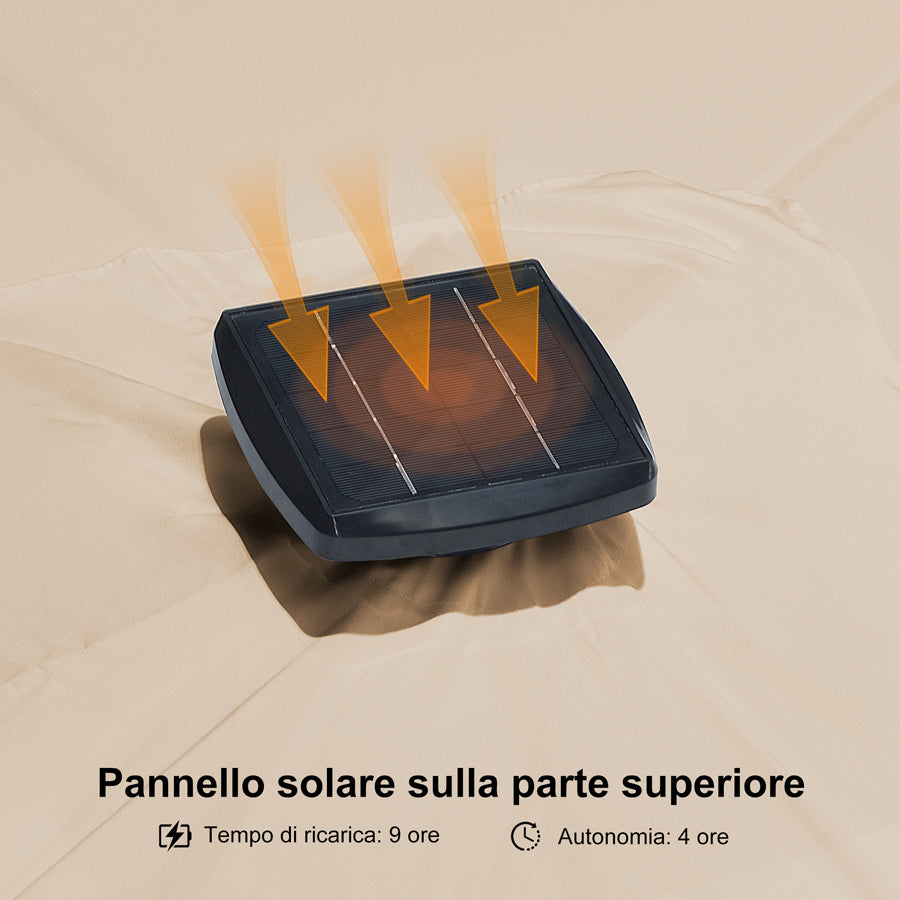 PURPLE LEAF Ombrellone da Giardino LED Quadrato 300x300 cm, Inclinabile e Girevole a 360° per Terrazza e Piscina