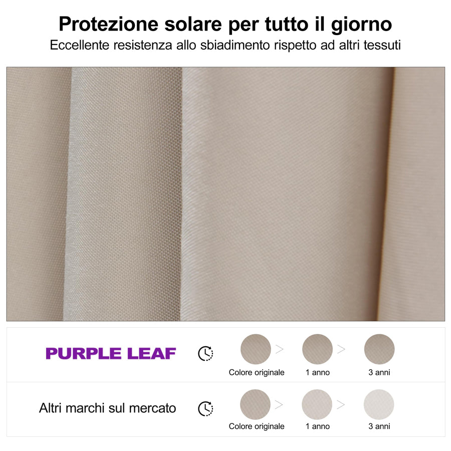 PURPLE LEAF Ombrellone da Giardino LED Quadrato 300x300 cm, Inclinabile e Girevole a 360° per Terrazza e Piscina