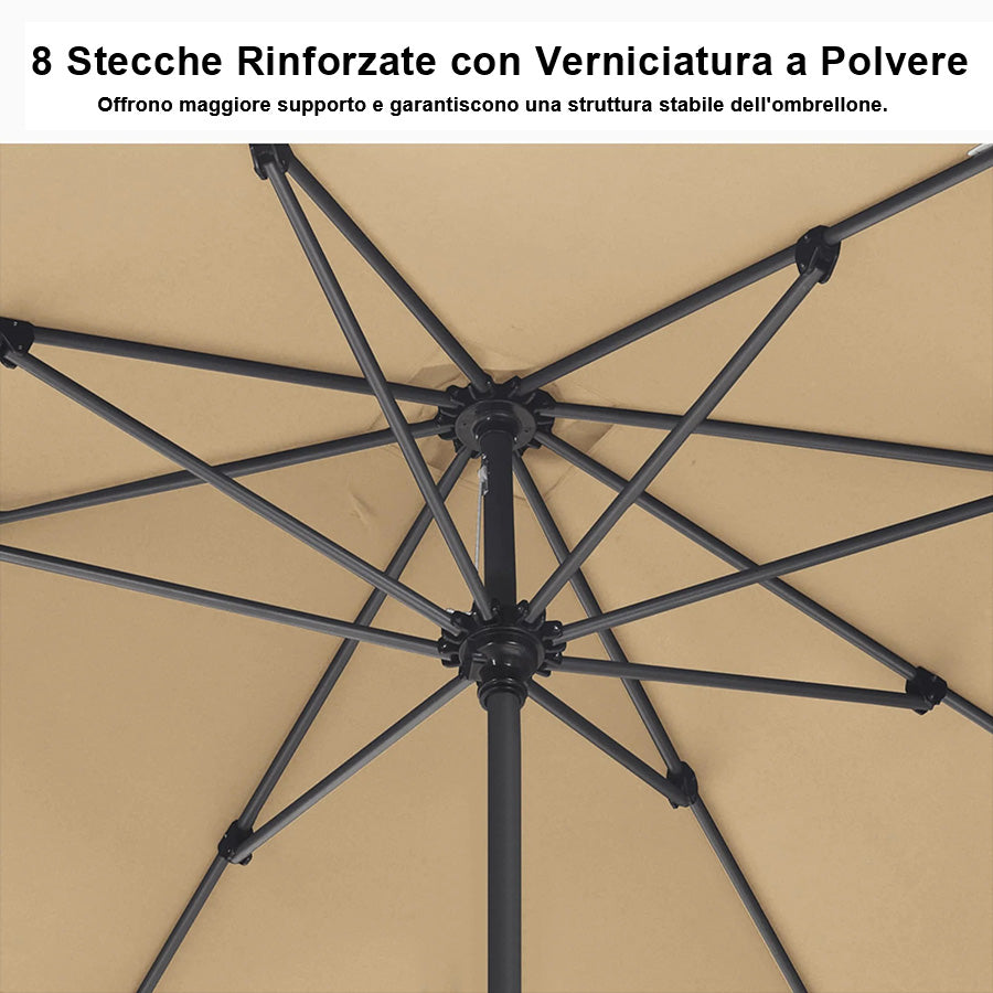 PURPLE LEAF Ombrellone in Alluminio per Giardino, Terrazza e Attività Commerciali – Robusto Ombrellone da Esterno