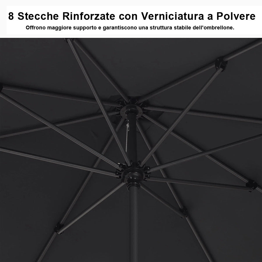 PURPLE LEAF Ombrellone in Alluminio per Giardino, Terrazza e Attività Commerciali – Robusto Ombrellone da Esterno