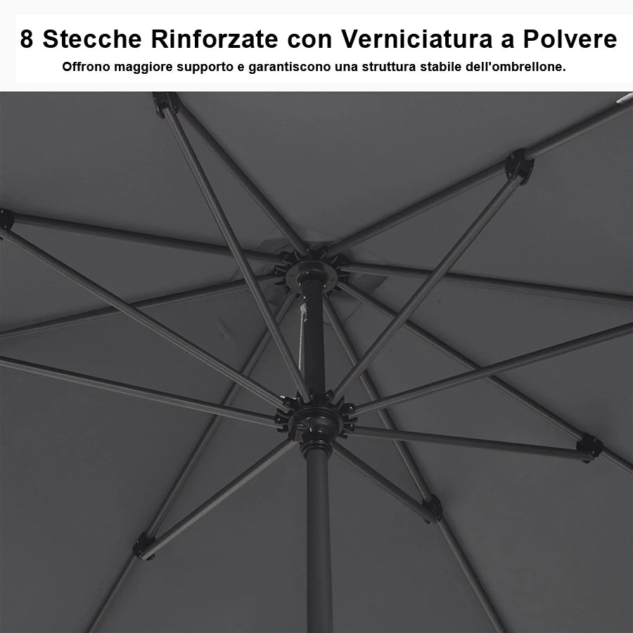 PURPLE LEAF Ombrellone in Alluminio per Giardino, Terrazza e Attività Commerciali – Robusto Ombrellone da Esterno