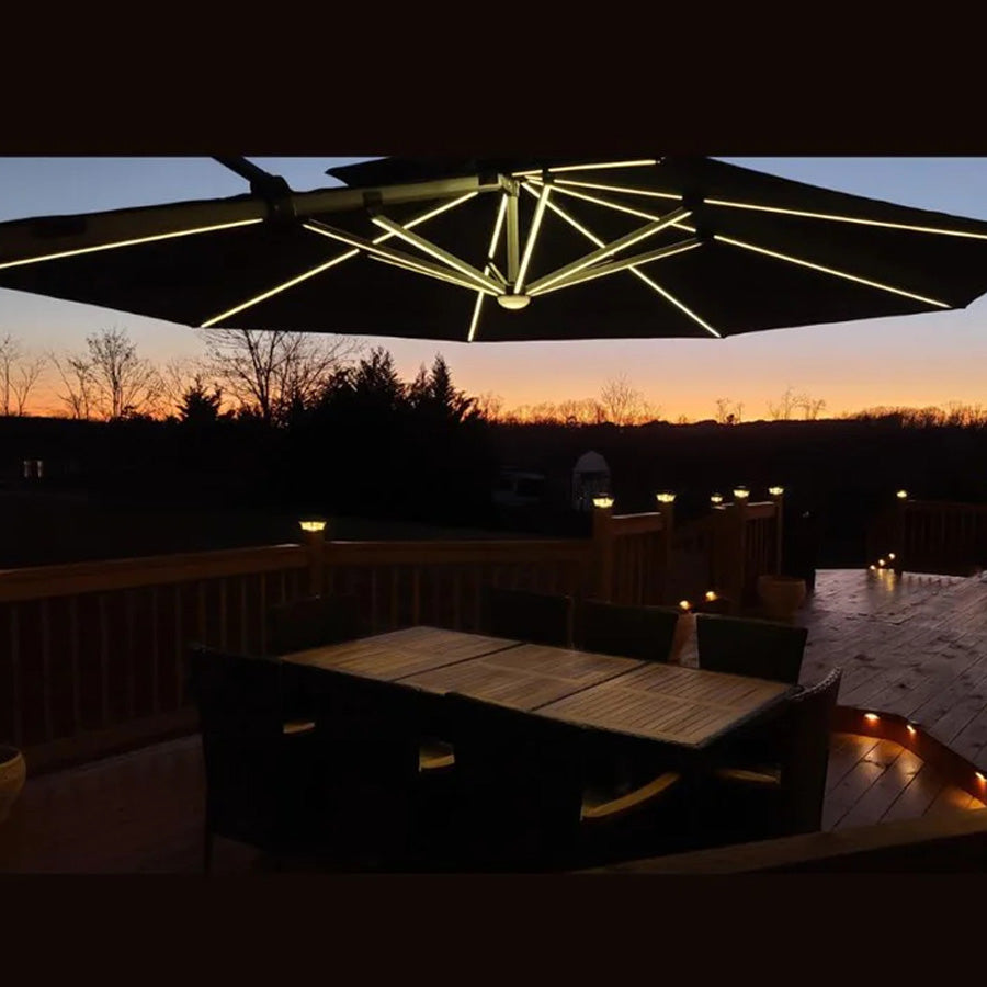 PURPLE LEAF Ombrellone Rotondo da Giardino , Doppio Top e Luci