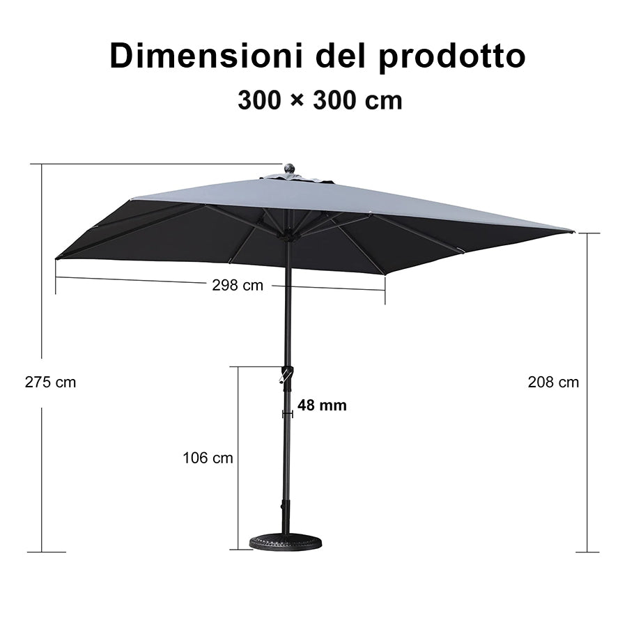 PURPLE LEAF Ombrellone in Alluminio per Giardino, Terrazza e Attività Commerciali – Robusto Ombrellone da Esterno