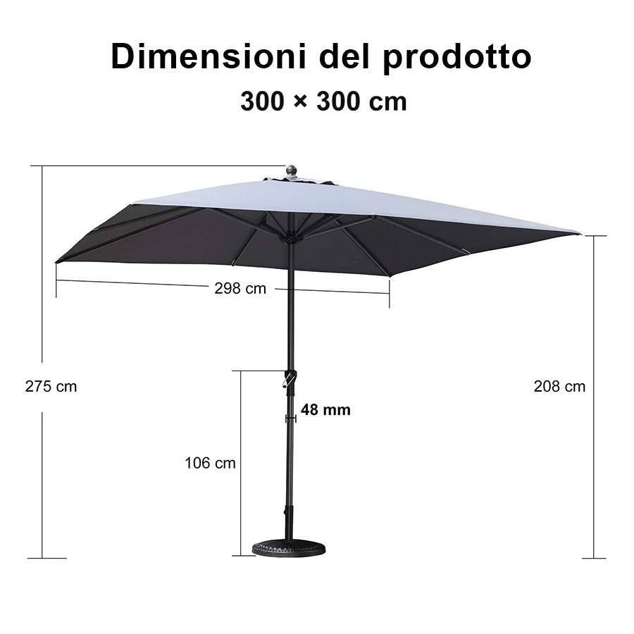 PURPLE LEAF Ombrellone in Alluminio per Giardino, Terrazza e Attività Commerciali – Robusto Ombrellone da Esterno
