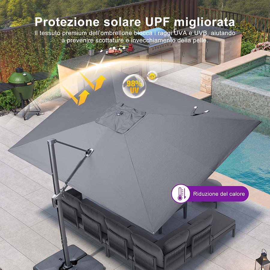 PURPLE LEAF Ombrellone da Giardino con Protezione UV per Terrazzo ed Esterni