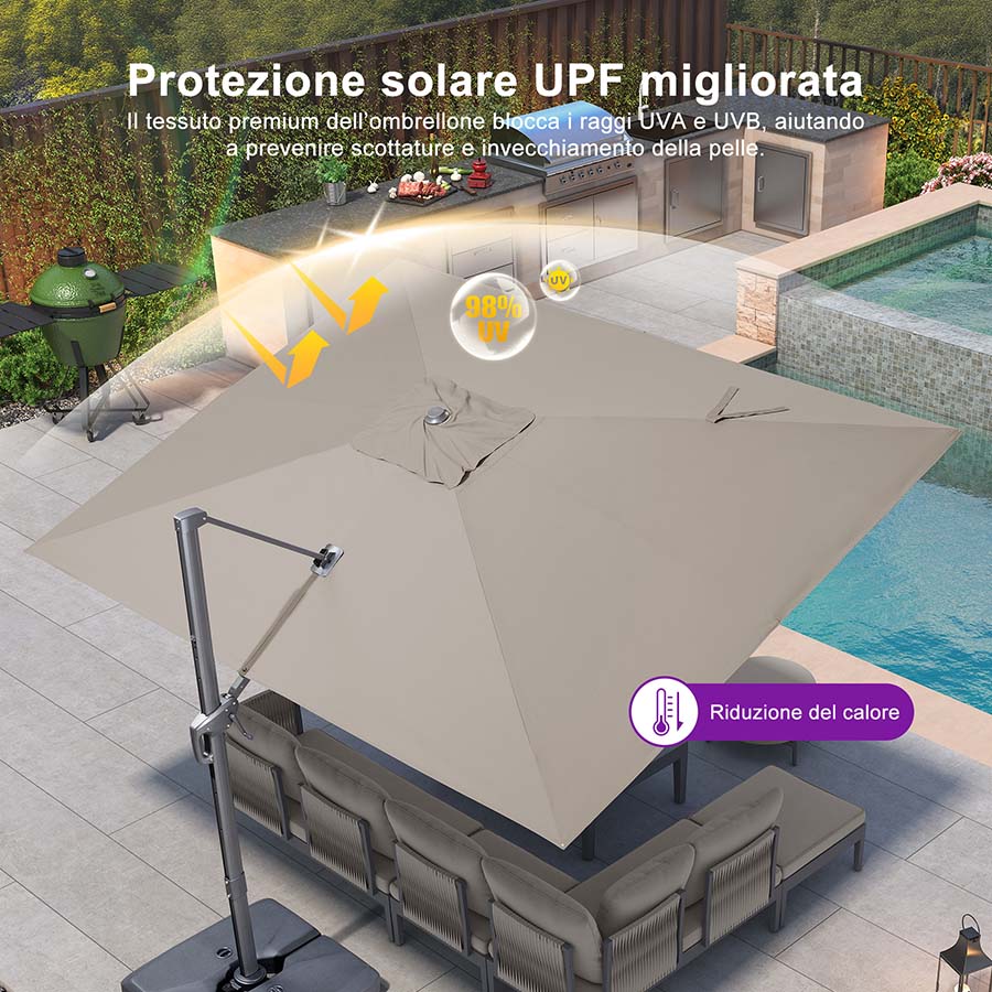 PURPLE LEAF Ombrellone da Giardino con Protezione UV per Terrazzo ed Esterni