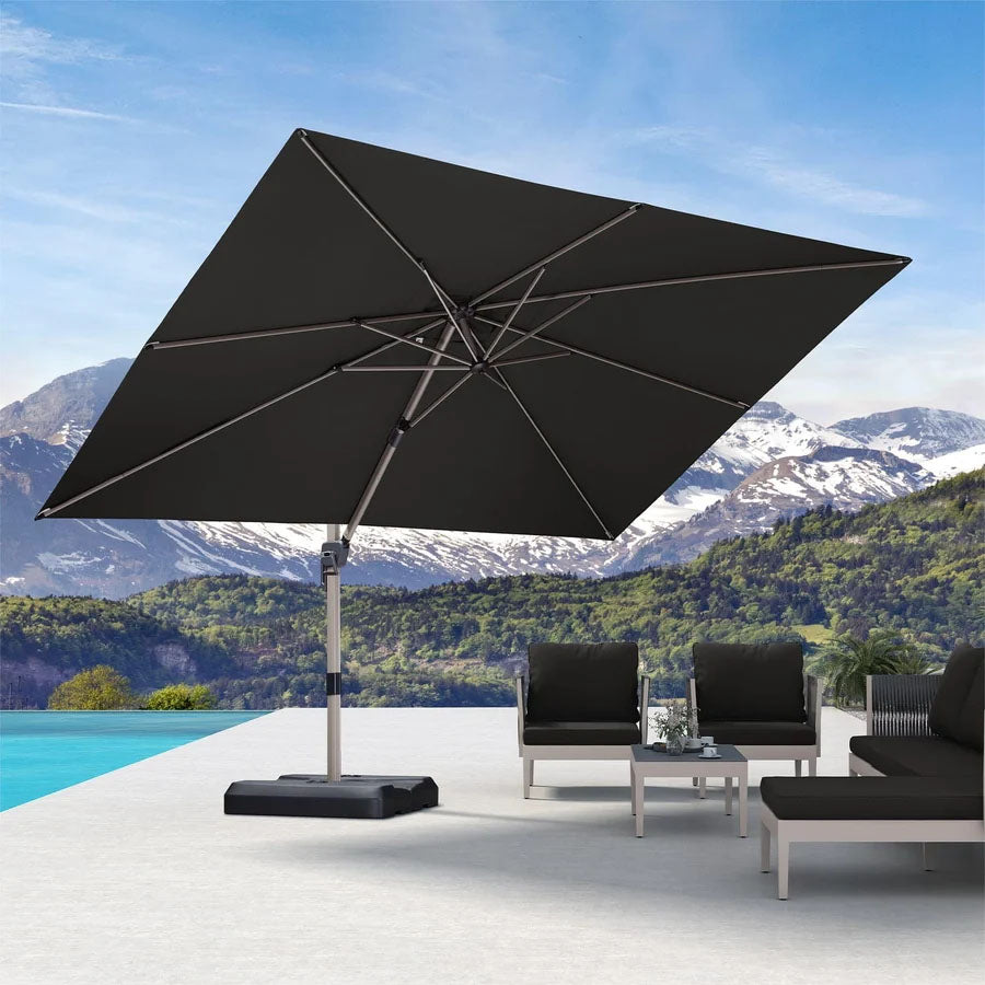 PURPLE LEAF Deluxe - Ombrellone in Alluminio Rettangolare da Esterno, Elegante, Antivento e Regolabile