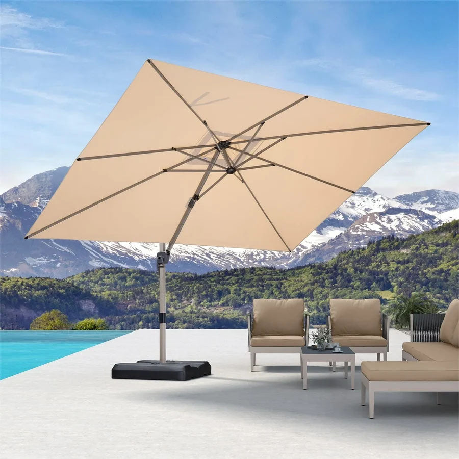 PURPLE LEAF Deluxe - Ombrellone in Alluminio Rettangolare da Esterno, Elegante, Antivento e Regolabile