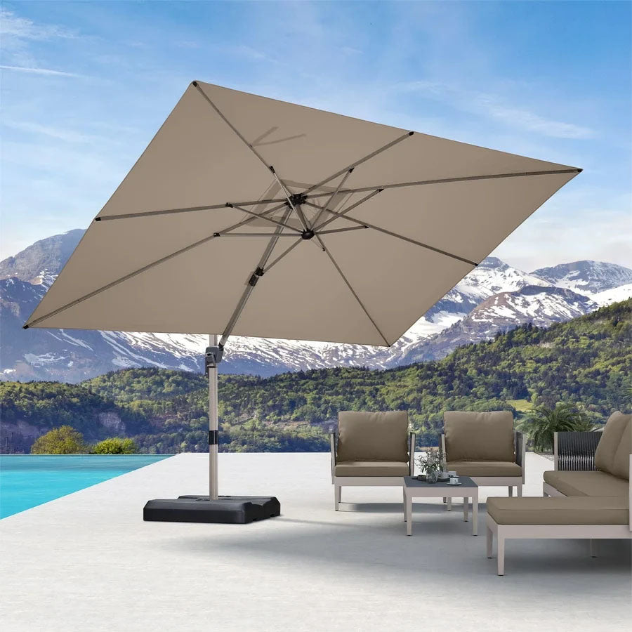 PURPLE LEAF Deluxe - Ombrellone in Alluminio Rettangolare da Esterno, Elegante, Antivento e Regolabile