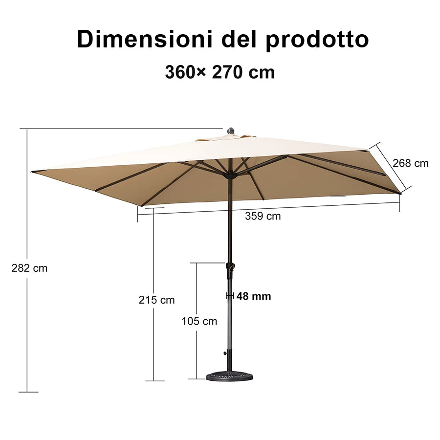 PURPLE LEAF Ombrellone in Alluminio per Giardino, Terrazza e Attività Commerciali – Robusto Ombrellone da Esterno