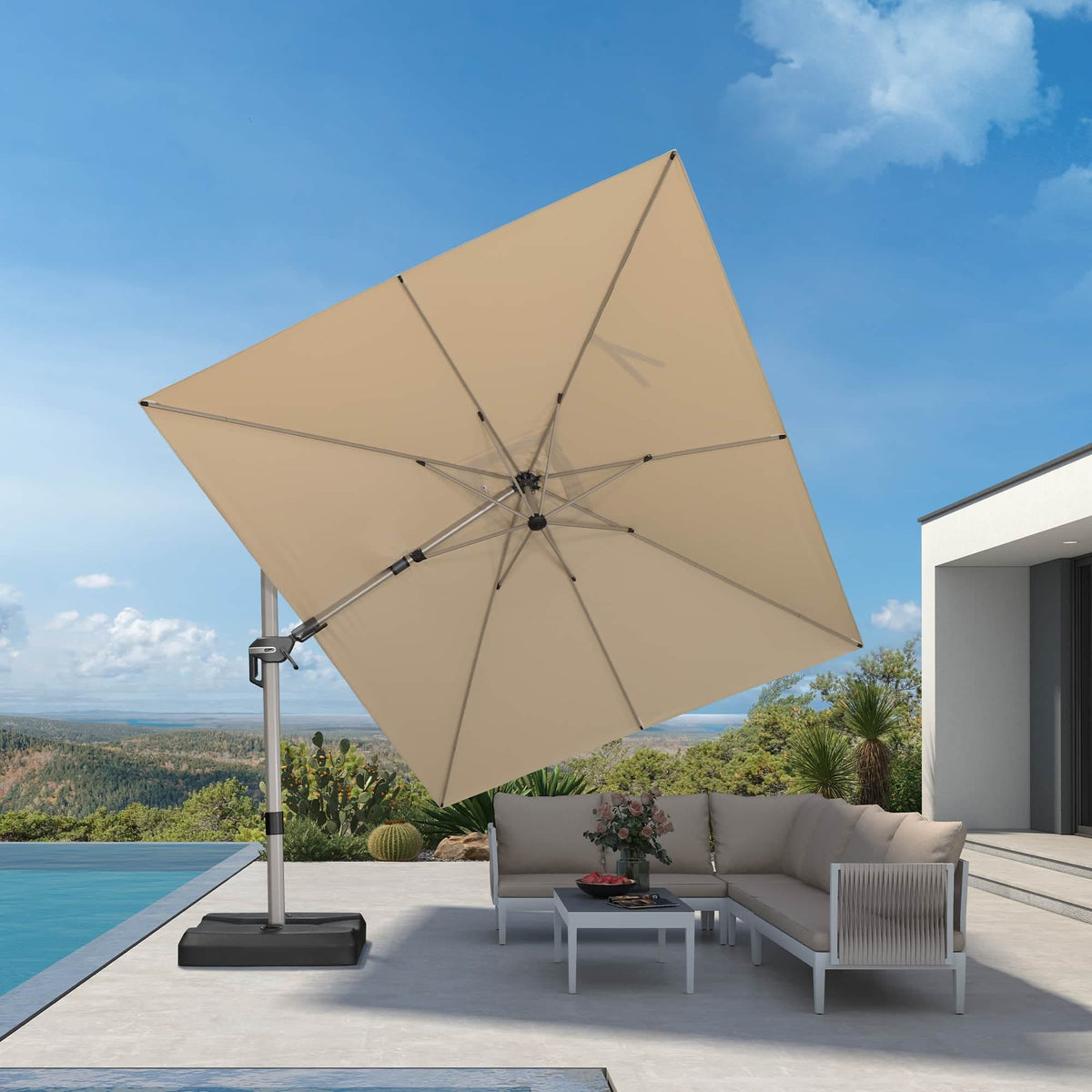 PURPLE LEAF Ombrellone Decentrato Deluxe, Inclinabile a Sinistra e a Destra, Orientabile per Terrazza e Giardino