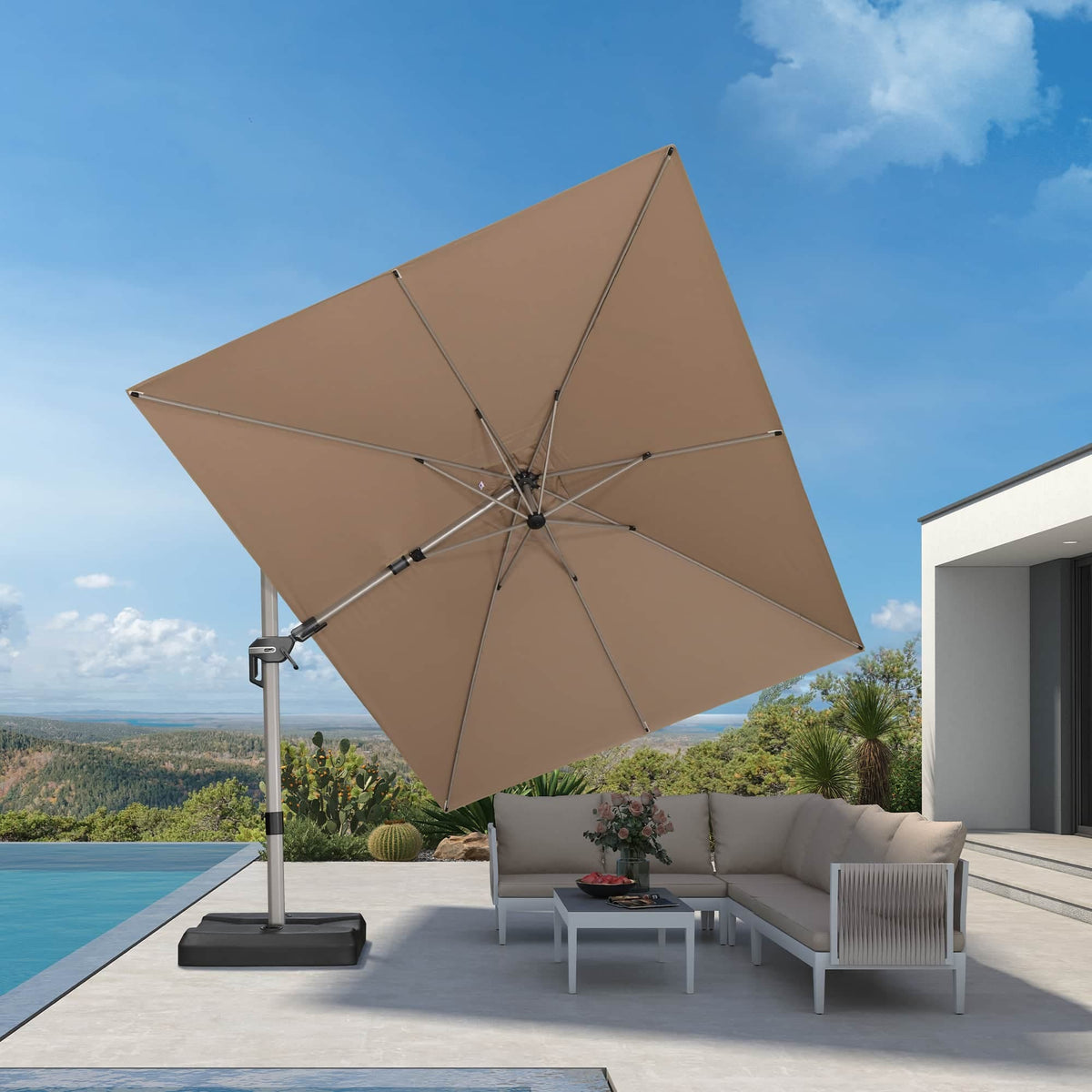 PURPLE LEAF Ombrellone Decentrato Deluxe, Inclinabile a Sinistra e a Destra, Orientabile per Terrazza e Giardino