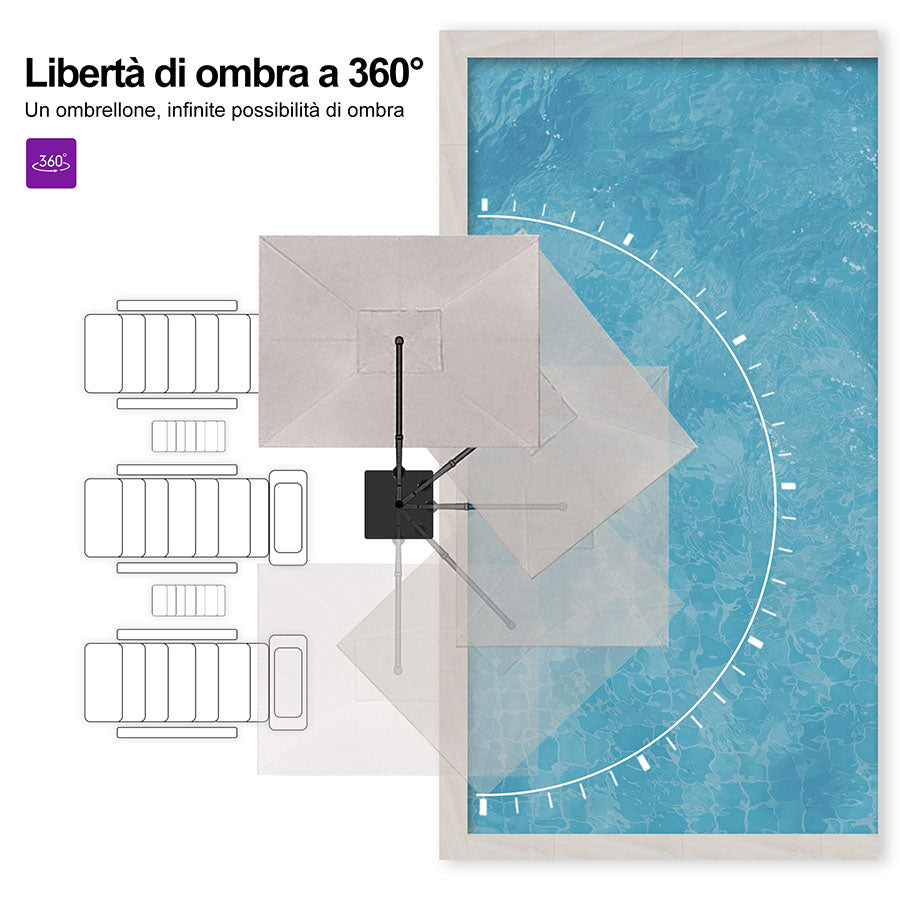 PURPLE LEAF Ombrellone da Giardino con Protezione UV per Terrazzo ed Esterni