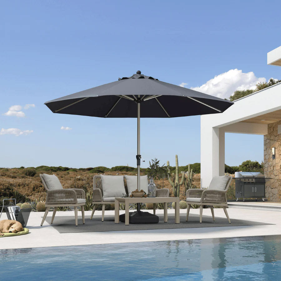 PURPLE LEAF Ombrelloni da Giardino, Ombrellone da Tavolo， Ombrellone con Montante centrale， Adatti per Giardino, Terrazza e Mercati ,Con Base