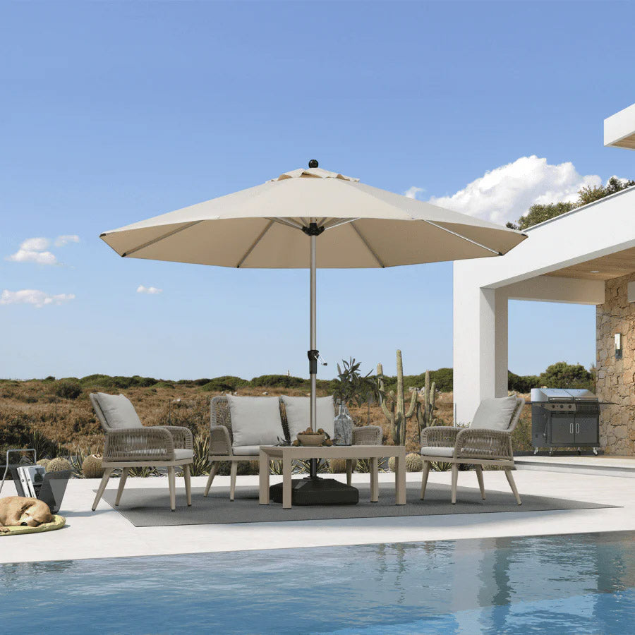 PURPLE LEAF Ombrelloni da Giardino, Ombrellone da Tavolo， Ombrellone con Montante centrale， Adatti per Giardino, Terrazza e Mercati ,Con Base