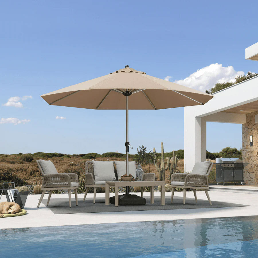 PURPLE LEAF Ombrelloni da Giardino, Ombrellone da Tavolo， Ombrellone con Montante centrale， Adatti per Giardino, Terrazza e Mercati ,Con Base