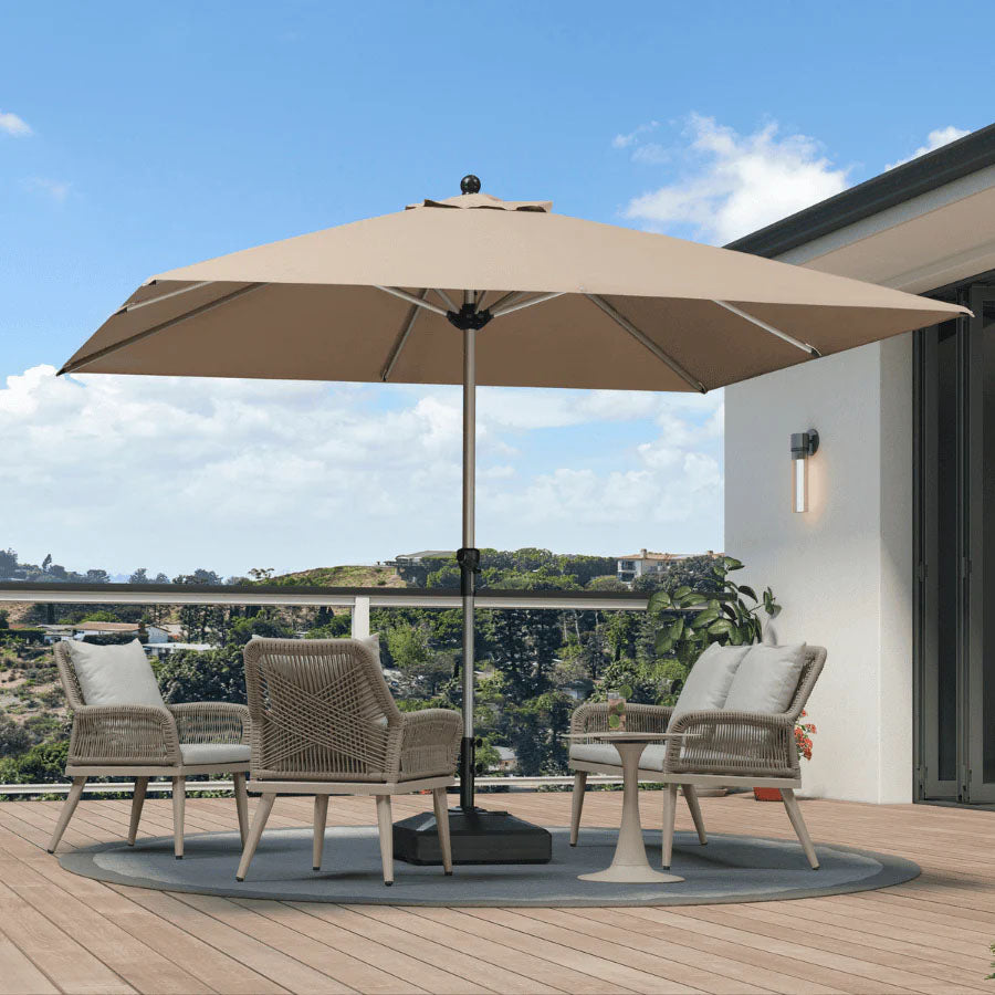 PURPLE LEAF Ombrelloni da Giardino, Ombrellone da Tavolo， Ombrellone con Montante centrale， Adatti per Giardino, Terrazza e Mercati ,Con Base