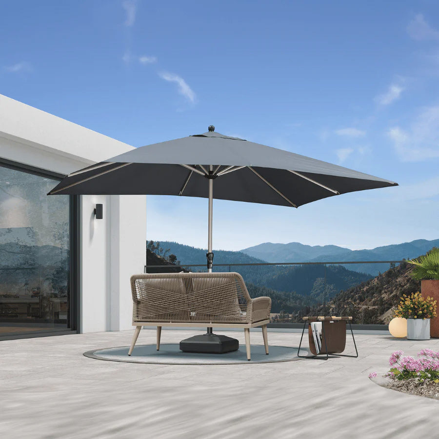 PURPLE LEAF Ombrelloni da Giardino, Ombrellone da Tavolo， Ombrellone con Montante centrale， Adatti per Giardino, Terrazza e Mercati ,Con Base