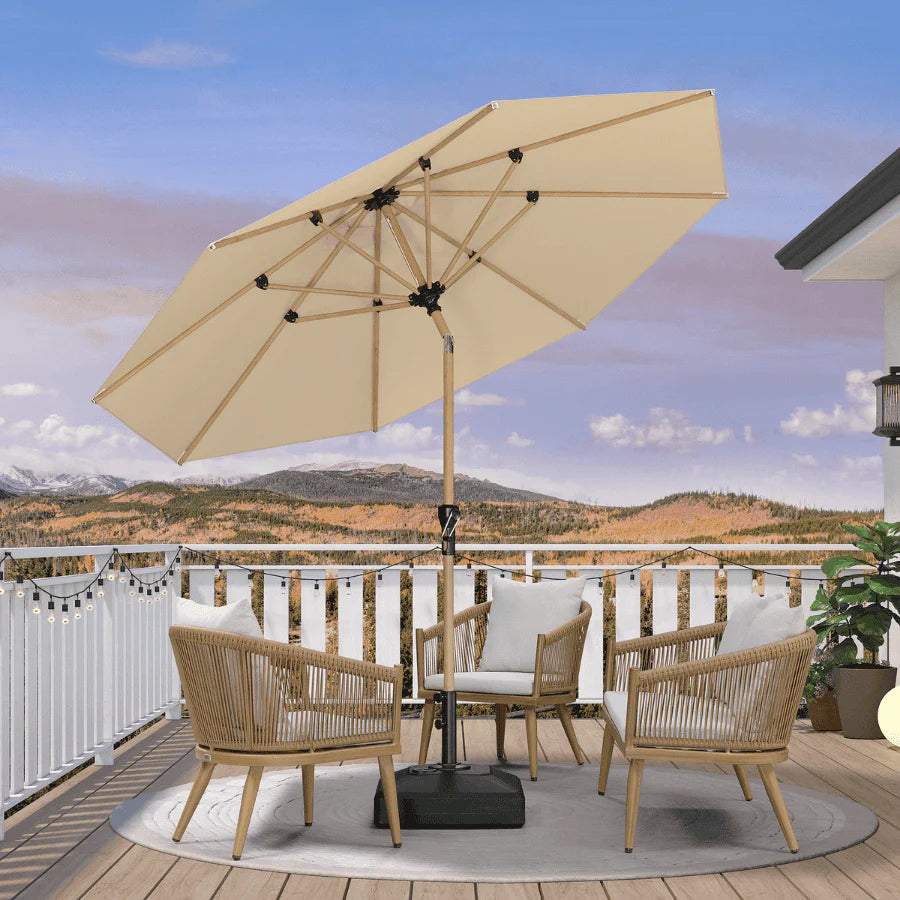 PURPLELEAF Ombrellone da Giardino Effetto Legno,Ombrellone da Esterno per Balcone,Terrazza, Patio e Giardino