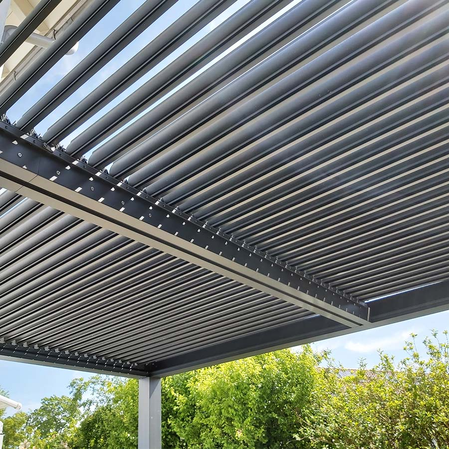 PURPLE LEAF Pergola Bioclimatica a Lamelle con Tetto Regolabile Moderna Alluminio Pergolati da Giardino per Patio Terrazza Esterno Grigio