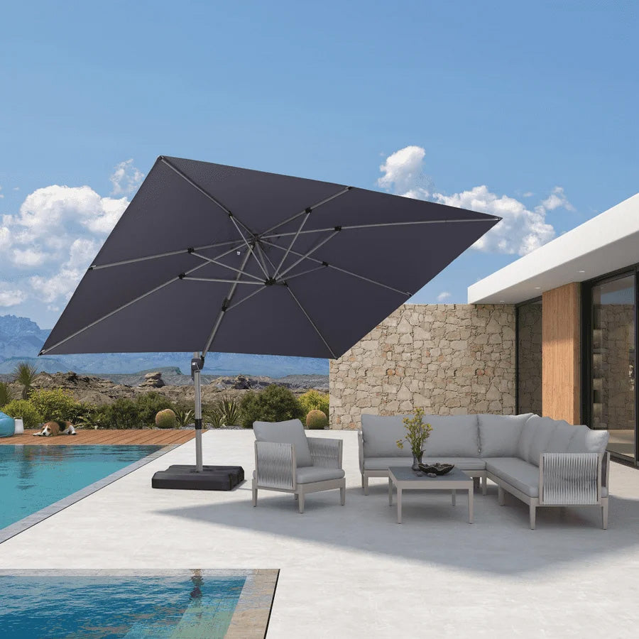 PURPLE LEAF Deluxe - Ombrellone in Alluminio Rettangolare da Esterno, Elegante, Antivento e Regolabile