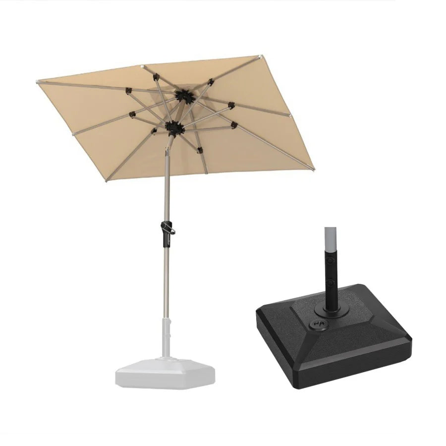 PURPLE LEAF Ombrellone da Giardino in lega di Alluminio con Inclinazione di 30°, Ombrellone da Tavolo, Ombrellone con palo centrale Impermeabile, Adatto per Giardini, Mercati ,Con Base