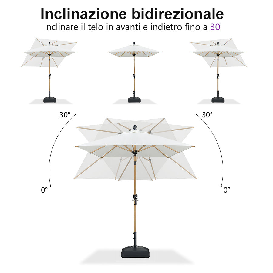 PURPLELEAF Ombrellone da Giardino Effetto Legno,Ombrellone da Esterno per Balcone,Terrazza, Patio e Giardino