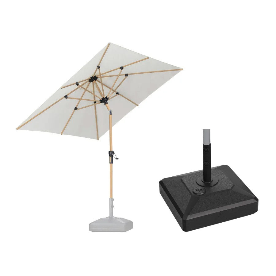 PURPLE LEAF Ombrellone da Giardino Effetto Legno,Ombrellone da Esterno per Balcone,Terrazza, Patio e Giardino,Con Base