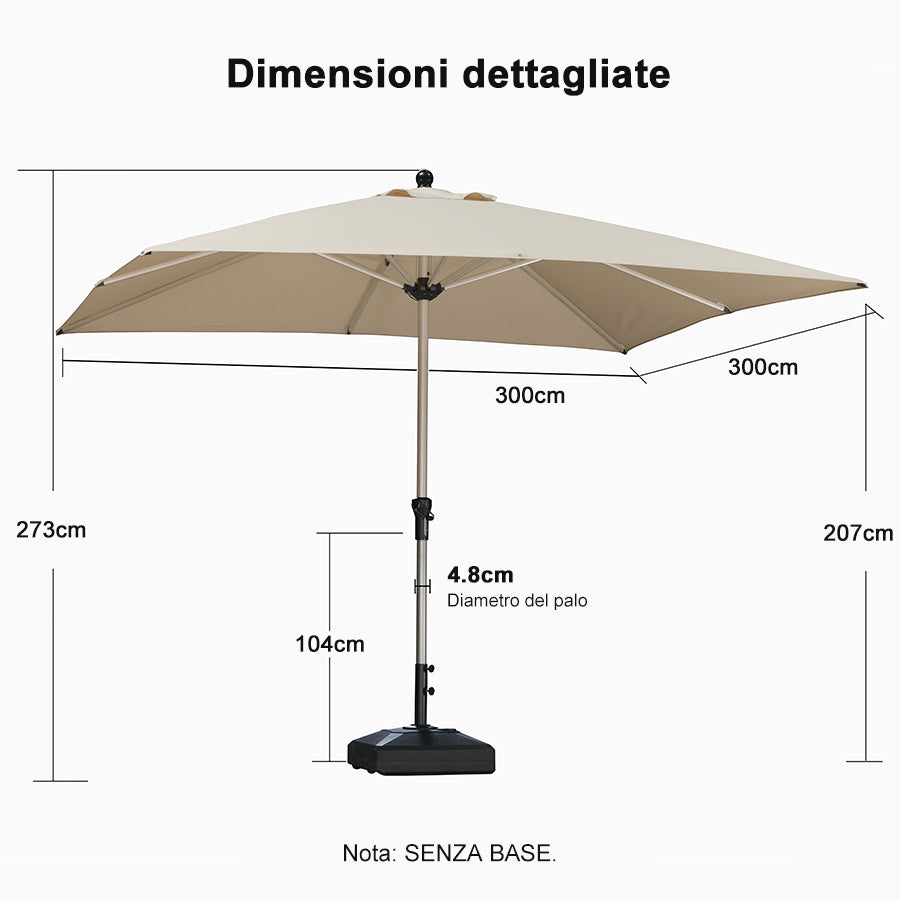 PURPLE LEAF Ombrelloni da Giardino, Ombrellone da Tavolo， Ombrellone con Montante centrale， Adatti per Giardino, Terrazza e Mercati ,Con Base