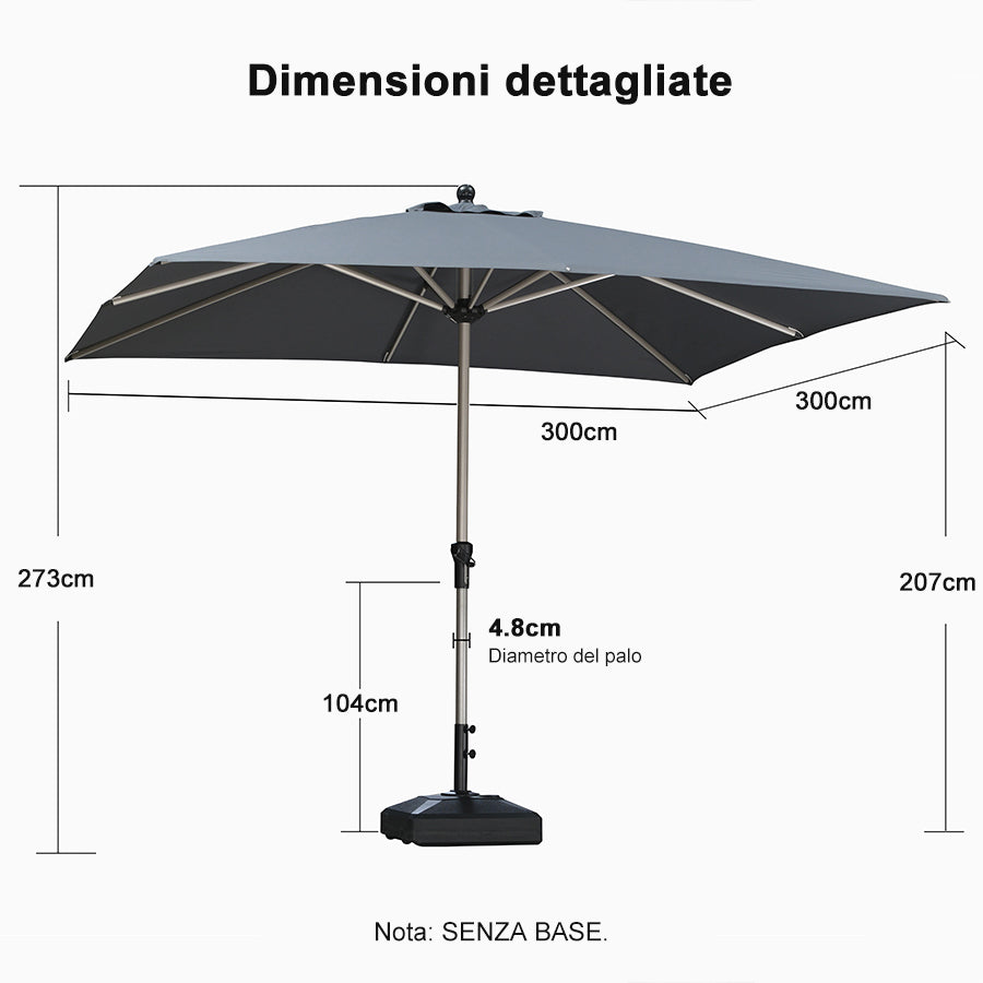 PURPLE LEAF Ombrelloni da Giardino, Ombrellone da Tavolo， Ombrellone con Montante centrale， Adatti per Giardino, Terrazza e Mercati ,Con Base