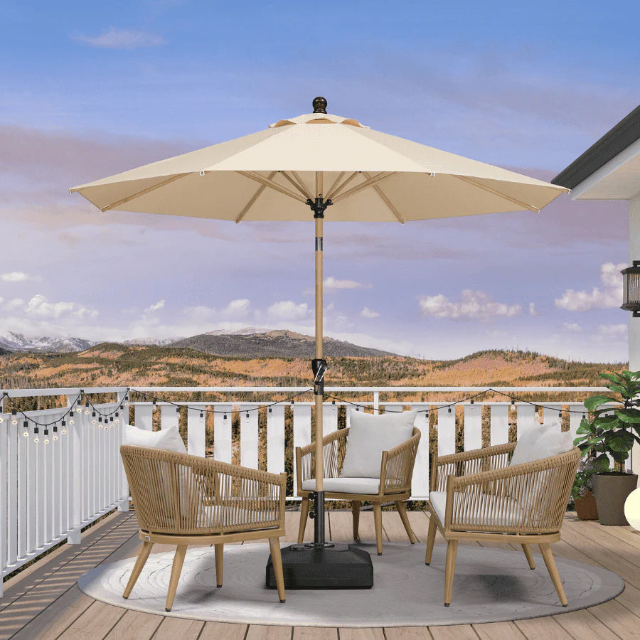 PURPLELEAF Ombrellone da Giardino Effetto Legno,Ombrellone da Esterno per Balcone,Terrazza, Patio e Giardino