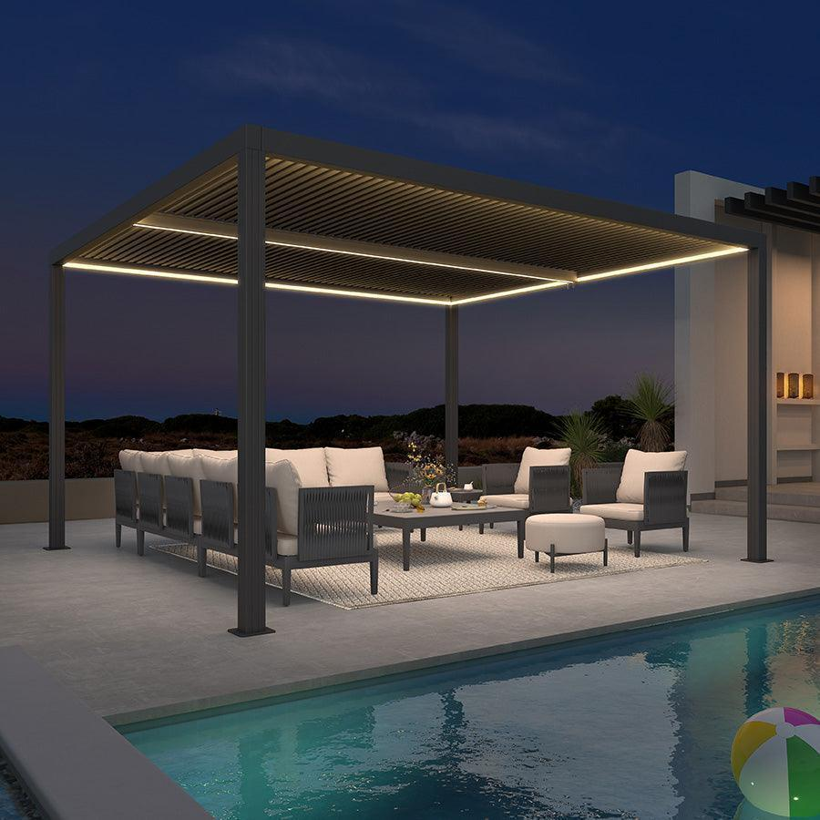 PURPLE LEAF Fascia LED Pro Luce Calda 3000K Sicurezza 24V Impermeabile con Telecomando per Pergola Bioclimatica