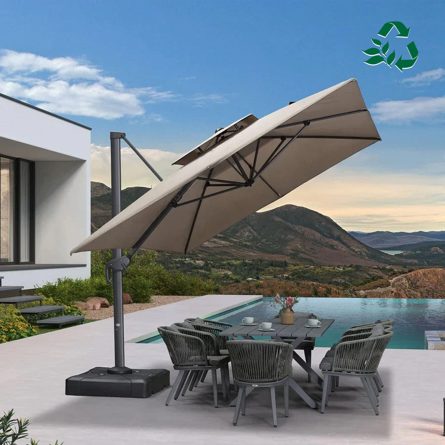 PURPLE LEAF Ombrellone da Giardino a sbalzo , Ombrellone da Esterno con palo Grigio,Rotazione a 360° e 6 livelli di Regolazione dell'altezza