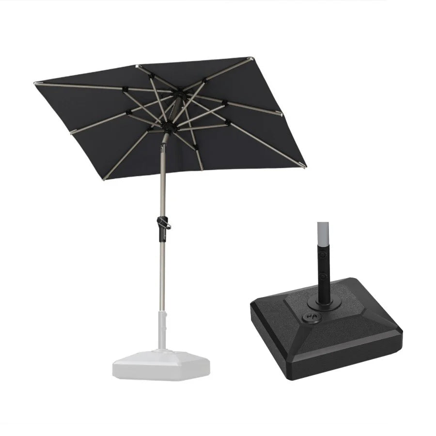 PURPLE LEAF Ombrellone da Giardino in lega di Alluminio con Inclinazione di 30°, Ombrellone da Tavolo, Ombrellone con palo centrale Impermeabile, Adatto per Giardini, Mercati ,Con Base